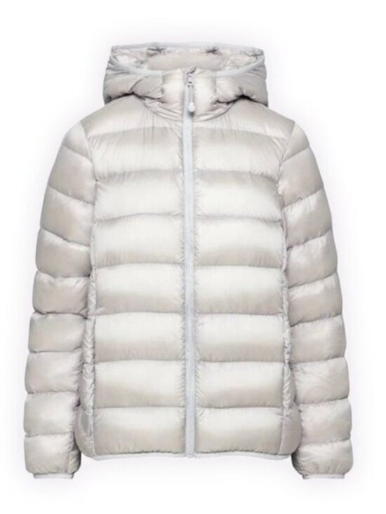 Aritzia TNA The Little Puff Down Hooded Winter Jacket Coat Chrome Silver Small - Picture 5 of 5